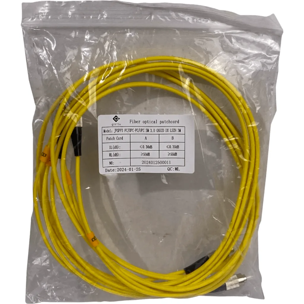 3mt FC/UPC-FC/UPC MonoModo SM Duplex Jumper Cable Fibra 9/125um 3mm