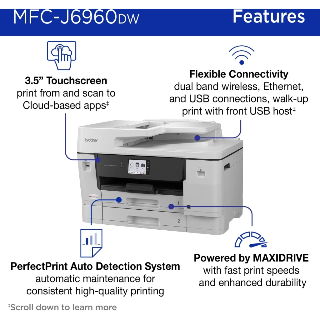 Imagen 5 de Multifunción Brother MFCJ6960DW, Tinta color, 1200*4800 WiFi USB2.0