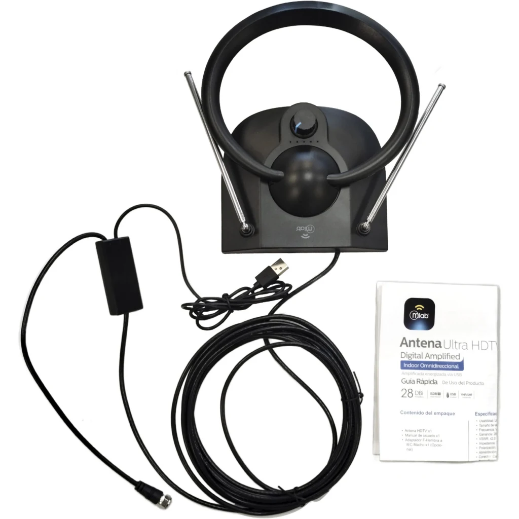 Imagen 2 de MLAB ANTENA TV ULTRA HDTV VHF-UHF INTERIOR OMNIDIRECCIONAL AMPLIFICADA USB 28DBi