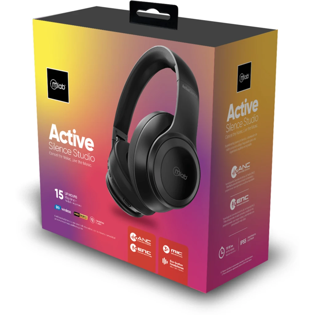 Imagen 4 de MLAB AUDIFONO ANC + ENC BLUETOOTH TYPE C ACTIVE SILENCE STUDIO BLACK