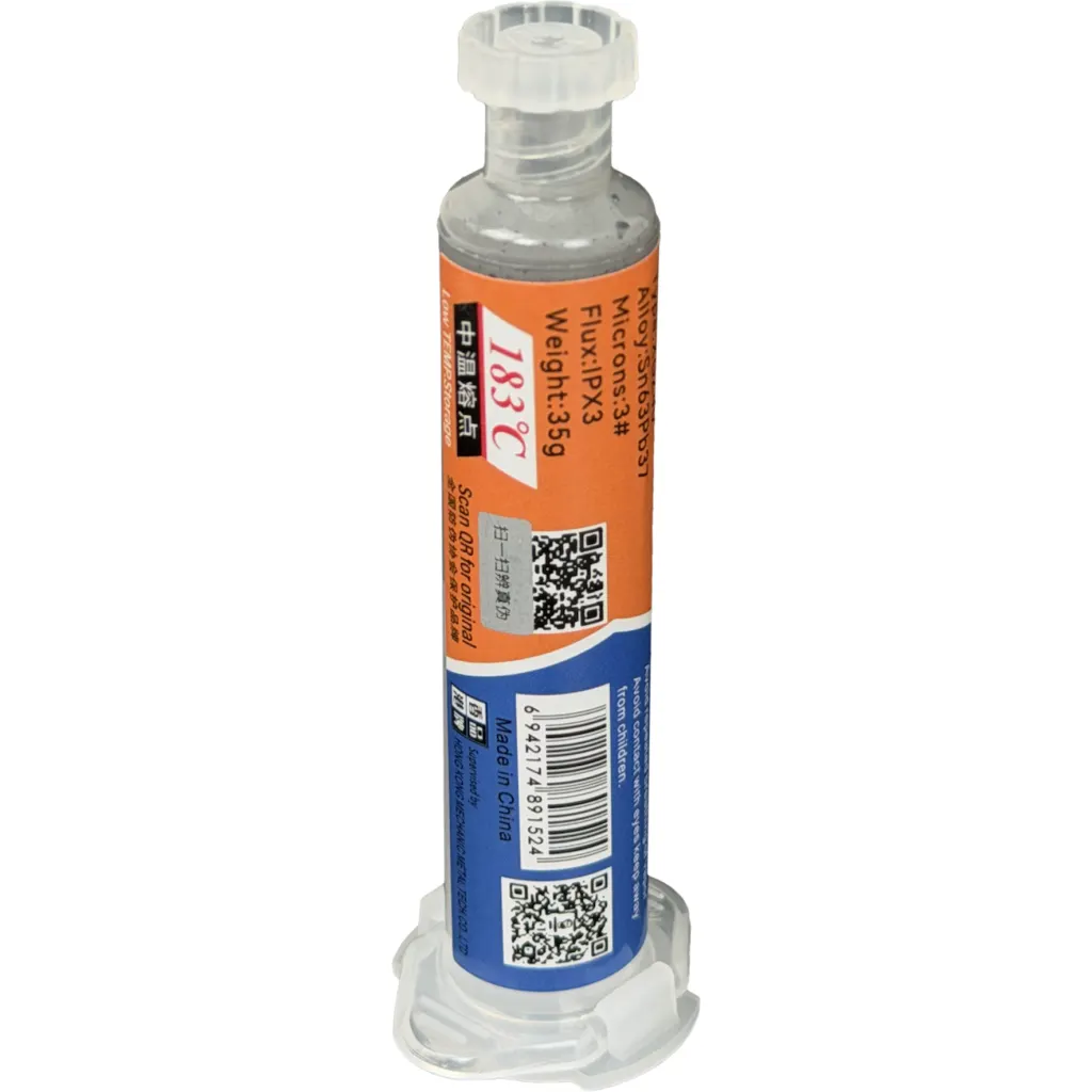 Jeringa Estano Soldadura Pasta Sn63Pb37 35-gr 183oC 20-38um 2-puntas