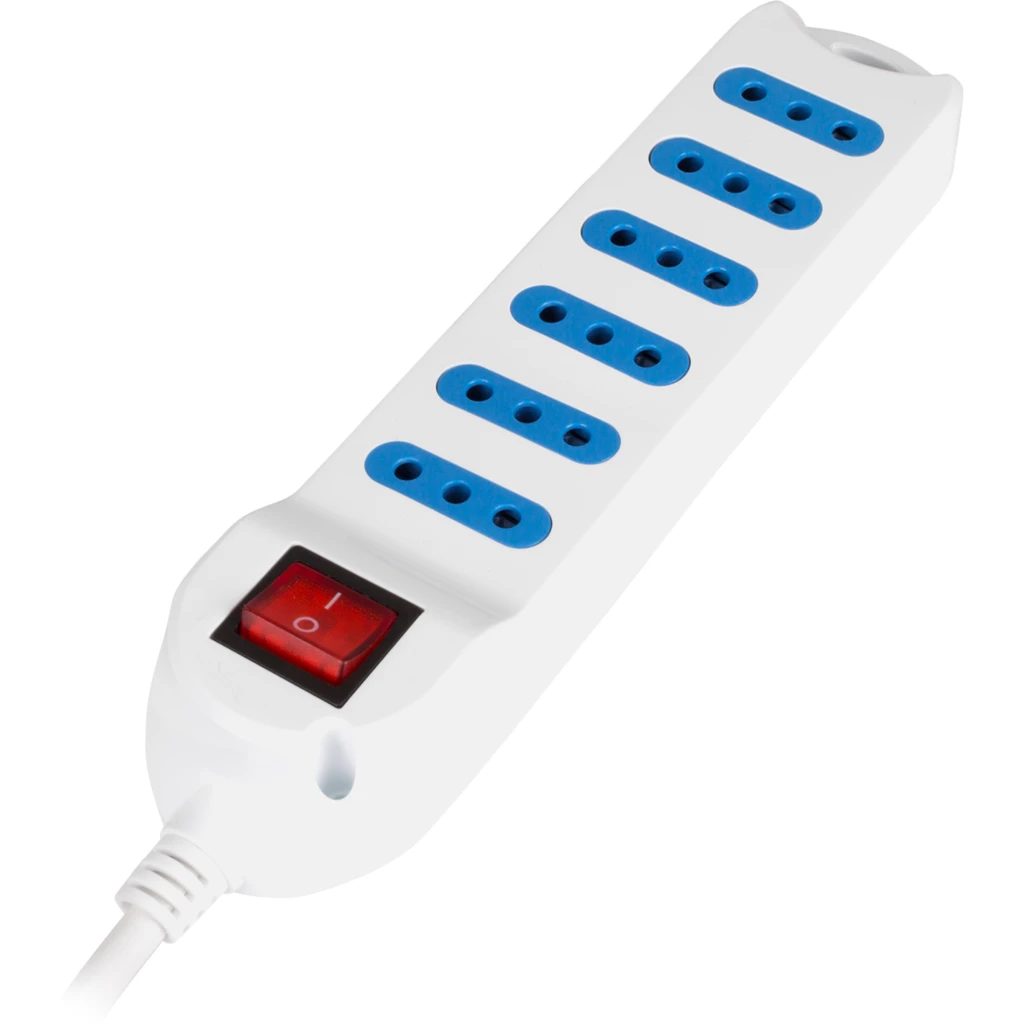 Alargador Eléctrico 6 Tomas c/Switch 3mts Color blanco - Philco