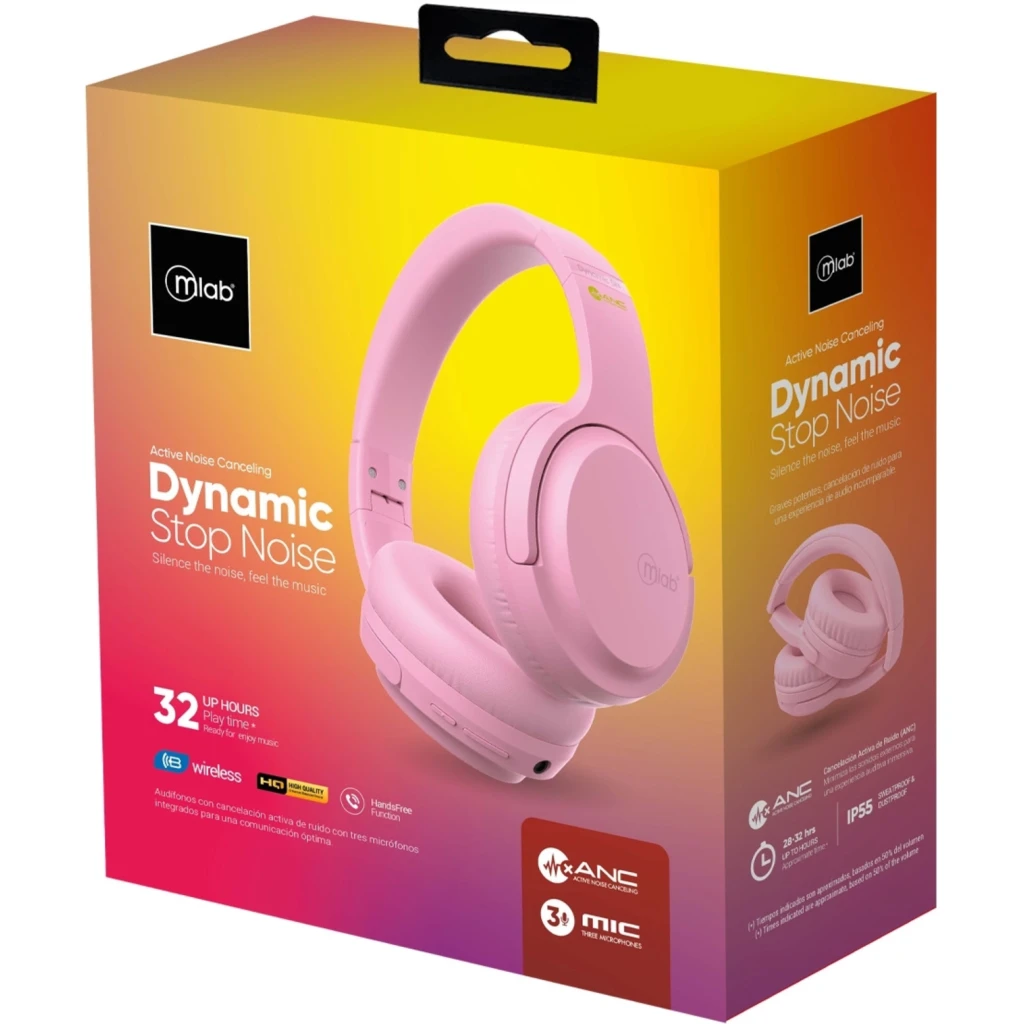 Imagen 3 de MLAB AUDIFONO ANC BLUETOOTH TYPE C DYNAMIC STOP NOISE PINK