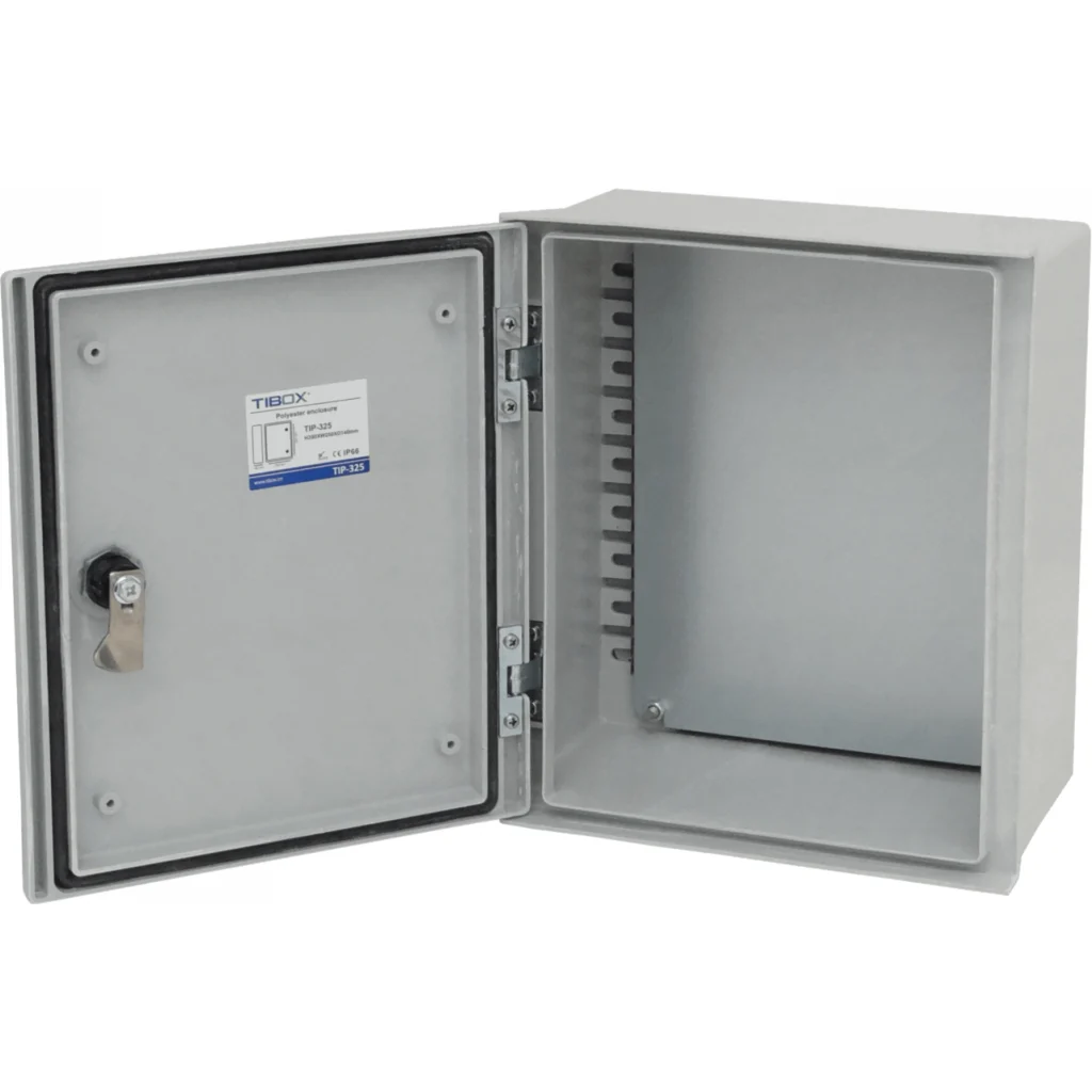 TIBOX 300x250x140mm Poliester Tablero Estanco Gris IP65 RoHS c/Placa