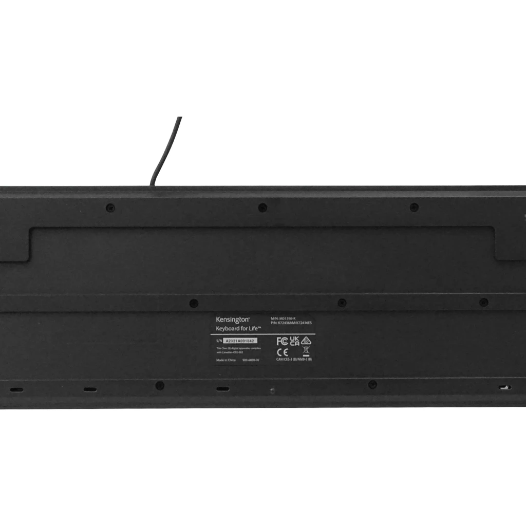 KENSINGTON Teclado y Mouse Cable Resistente Antiderrames USB-AM Negro