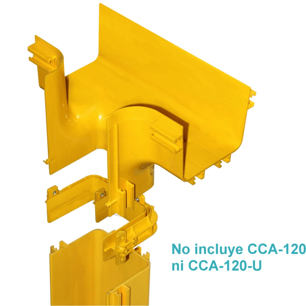Imagen 3 de 120x100mm Derivacion Vertical Tee Amarilla PC+ABS LSZH Macho