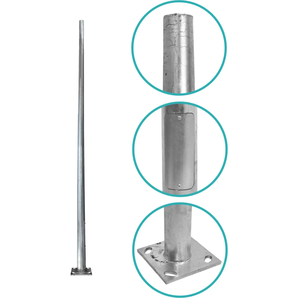Imagen 3 de Poste Conico 3mt 3mm Base-250x250x12mm no-inc-Canastillo Cono-120/60mm