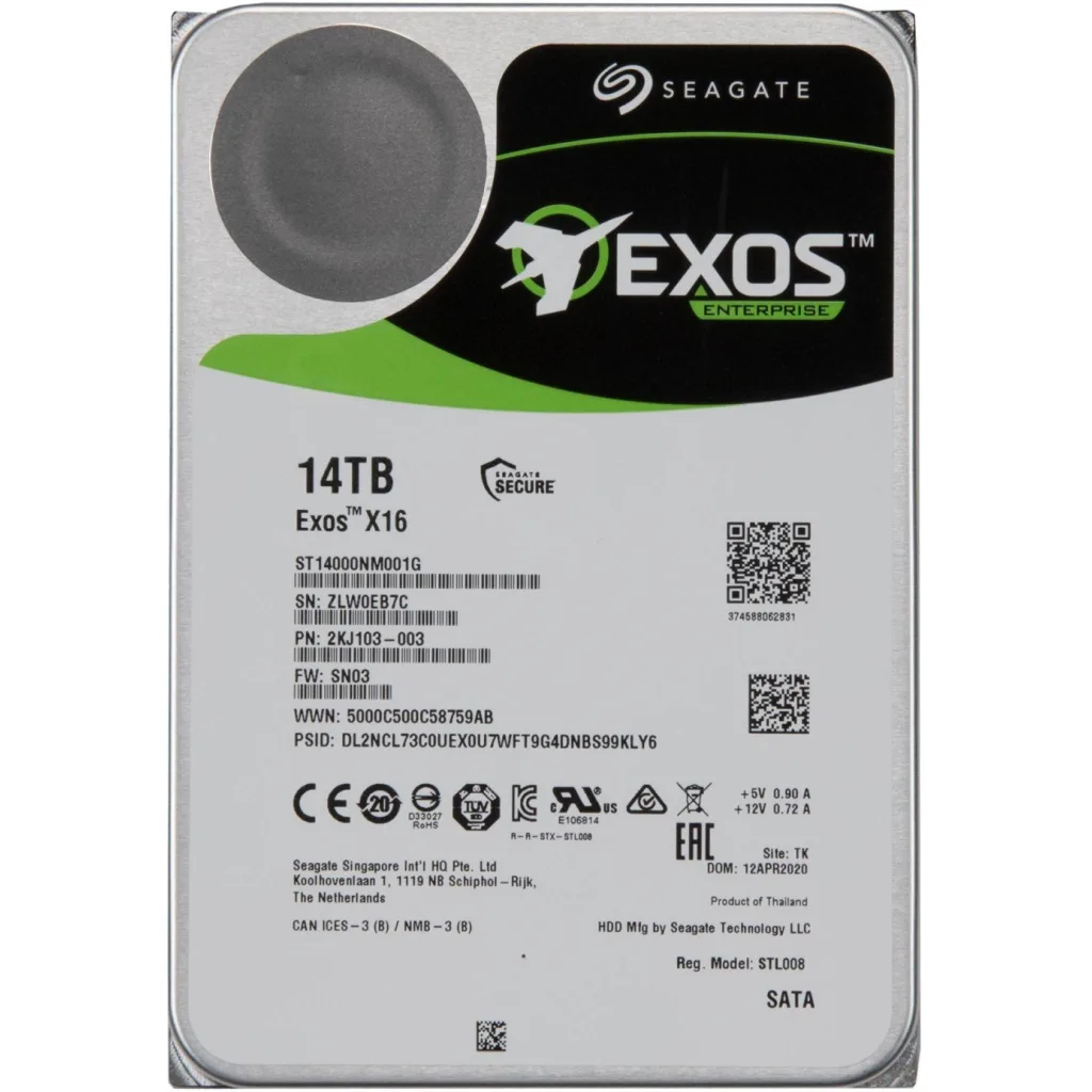 Disco Duro Seagate Exos X16 14TB 3.5" SATA3 7.2K RPM 512e/4Kn 256MB p/NAS
