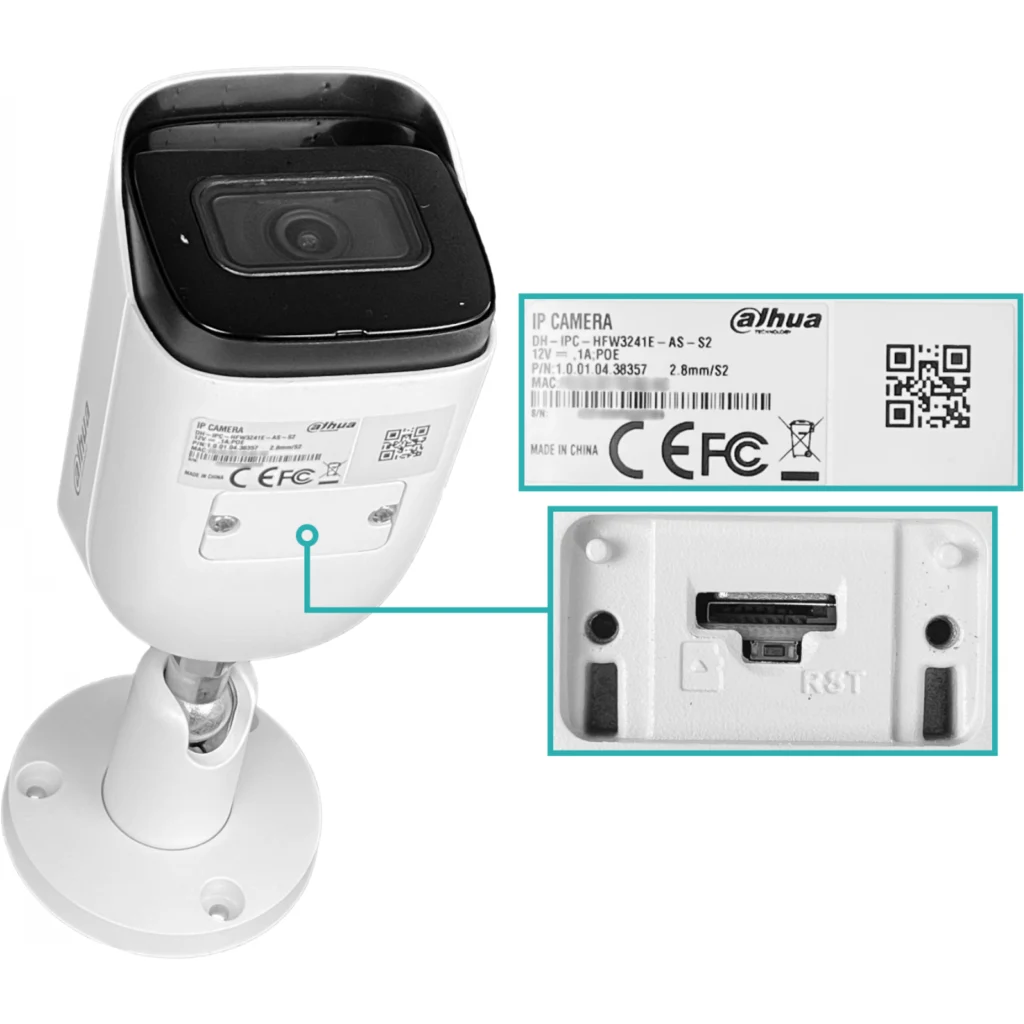 Imagen 3 de DAHUA Bala 2MP fijo-2,8mm RCA PoE IR50mt IP67 MicroSD SMD HFW3241EP-AS