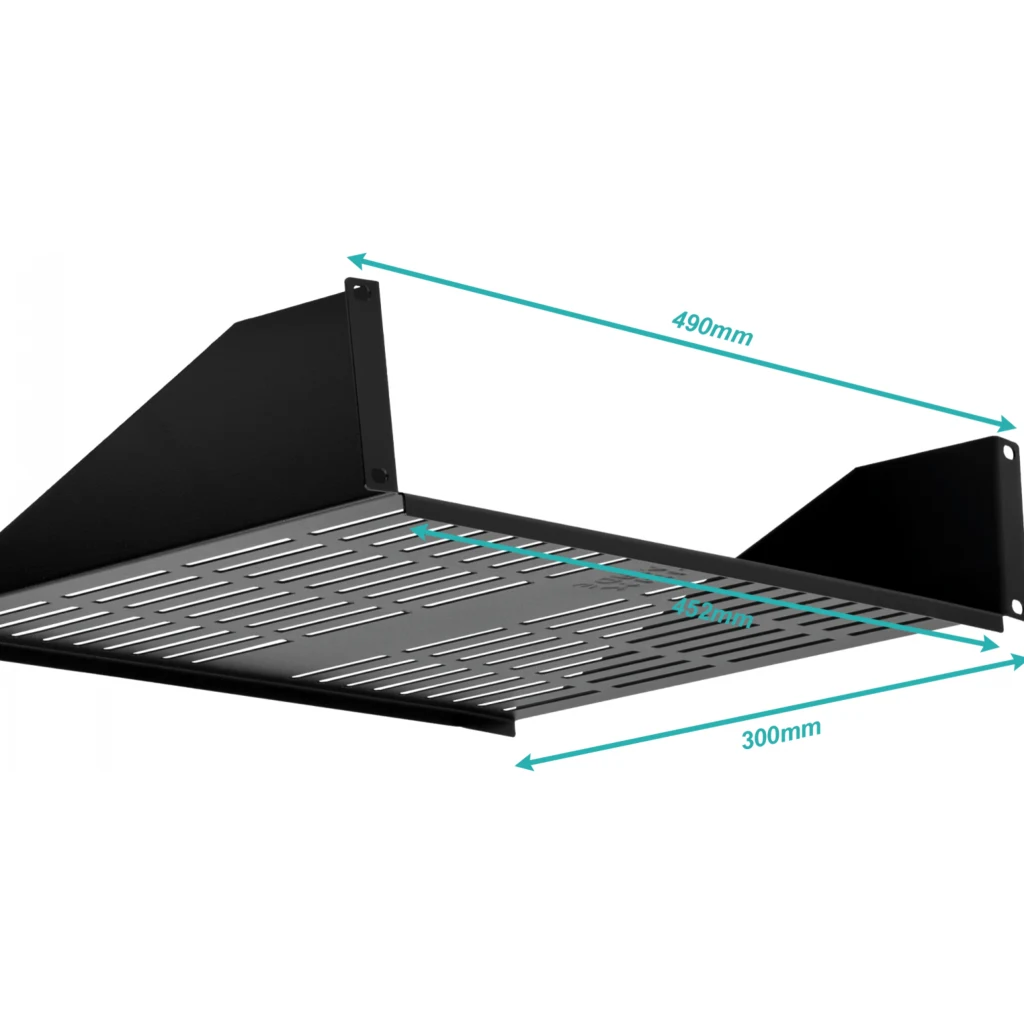 Imagen 2 de Bandeja Rack Linkmade RB2-3VL Ventilada 2U 30cm Fondo p/Rack Negra Req-Tornillos