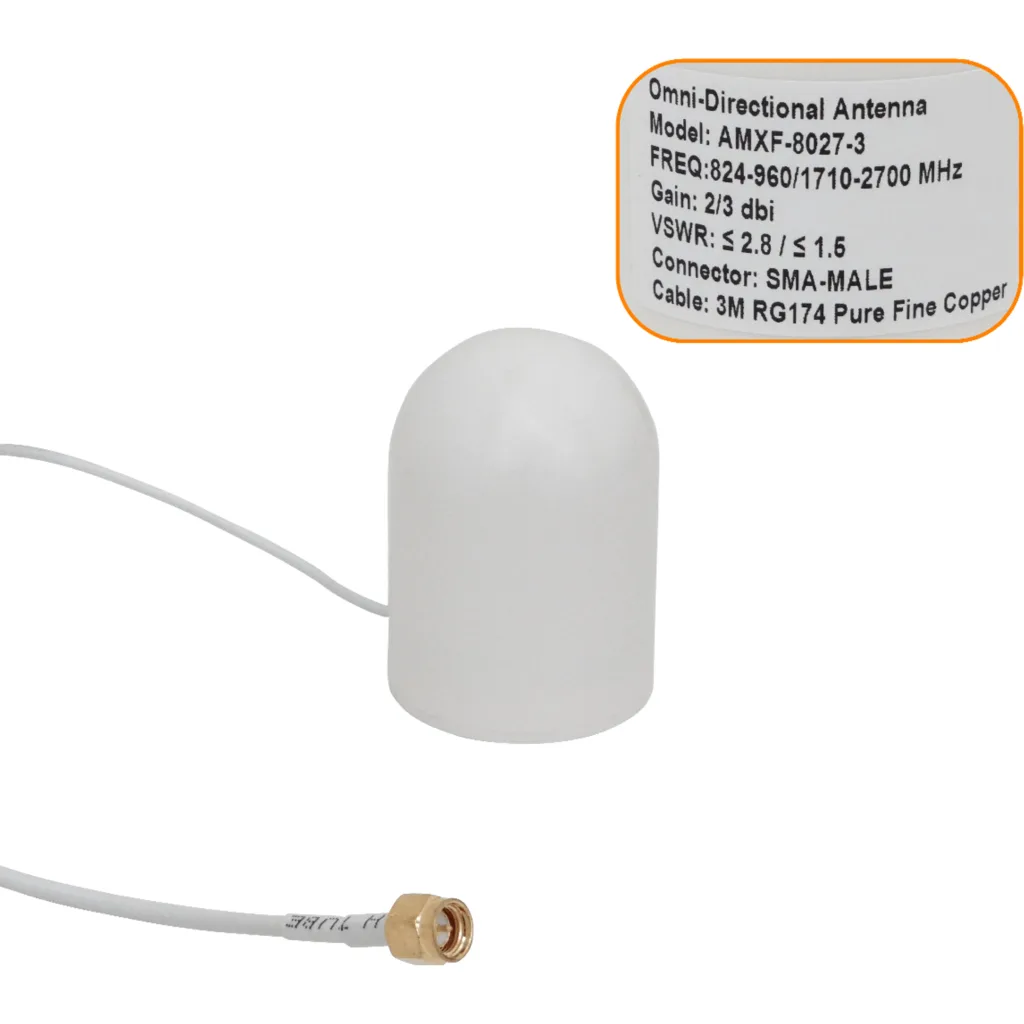 Imagen 2 de Antena Omnidir 2-3dBi 824-960/1710-2700MHz 4G .SMA-M 3mt BaseMagnetica