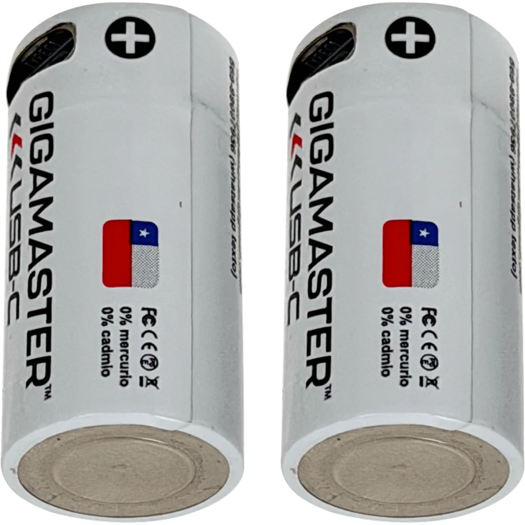2-unids Pilas 3,7V USB-C Recargable 2700mWh 16x32mm Litio Pila/Bateria