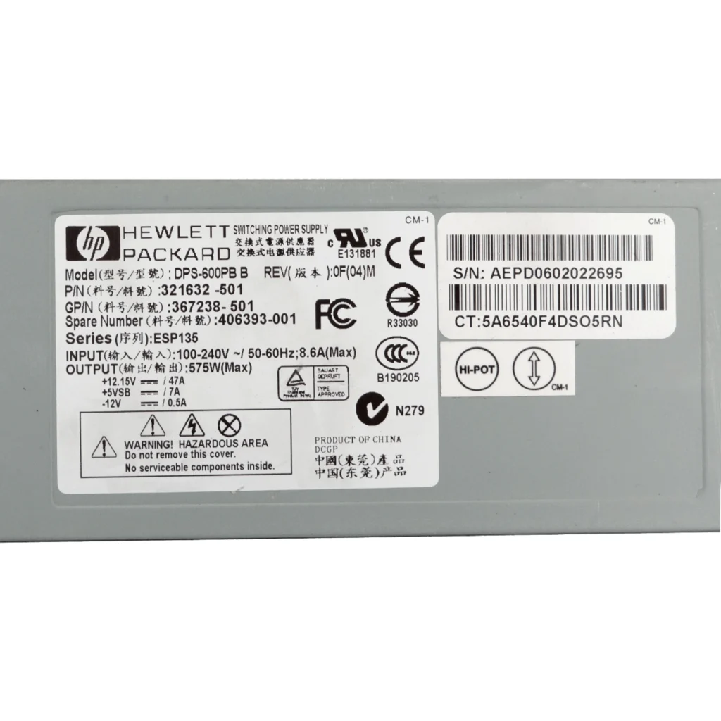Imagen 1 de HP 575W Fuente Poder RPS para Servidor Proliant DL380 G4 DPS-600PB