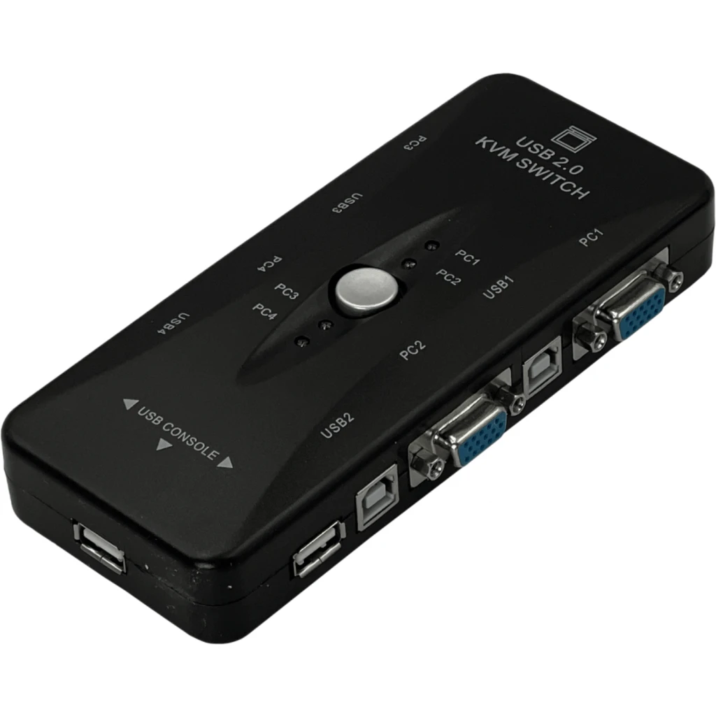 Imagen 1 de Switch KVM KVM41UA USB, 4 Puertos VGA/USB 3*USB2.0 No Requiere Fuente sin Cable