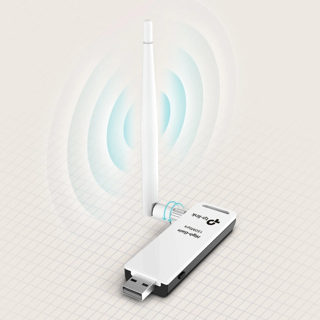 Imagen 3 de Adaptador de Red USB 2.0 WIFI N150 Vel. 150 Mbps con antena / TL-WN722N
