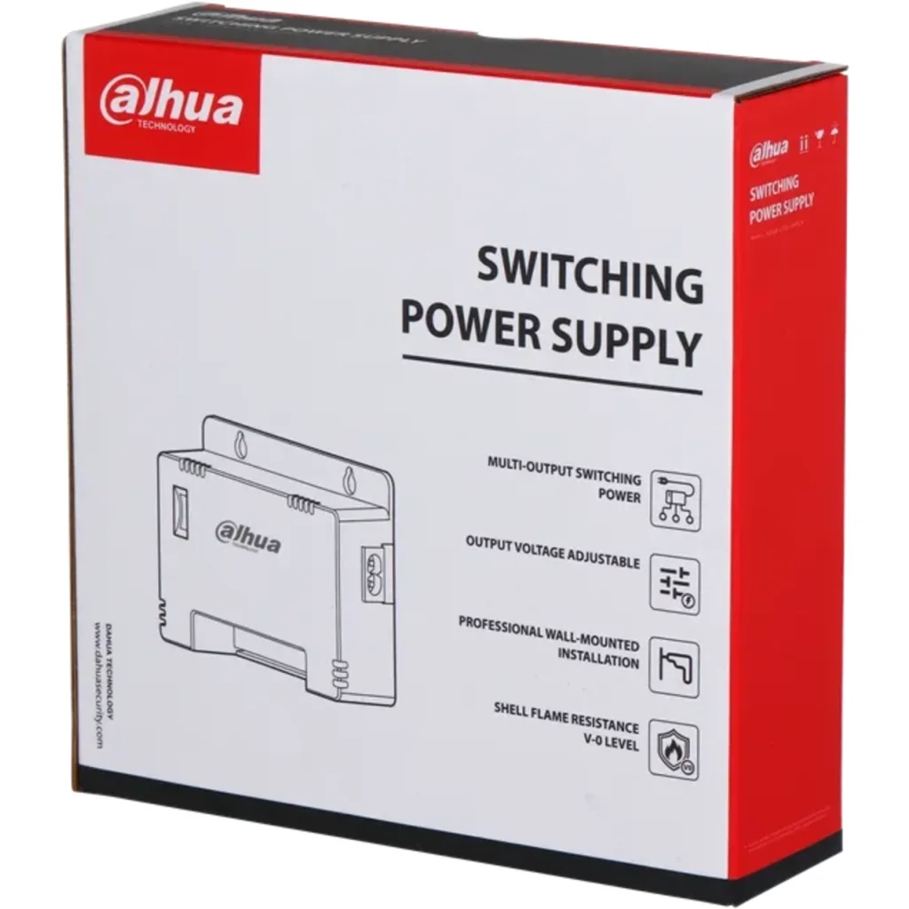 DH-PFM344D-8CH-EN. Fuente de poder Dahua de 8 canales, fuente entrega un maximo de 12W por canal considerando un maximo de 60Watt de entrega en el total de sus salidas.