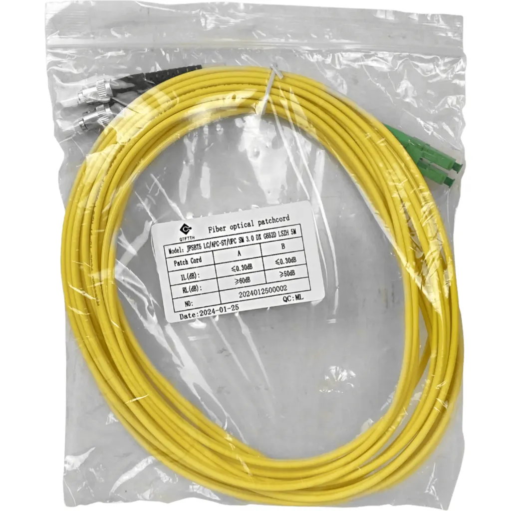Imagen 1 de 5mt SM LC/APC-ST/UPC MonoModo SM Duplex Jumper Cable Fibra 3.0mm 9/125
