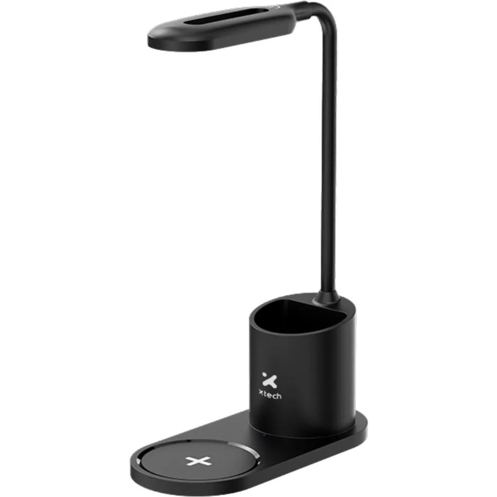 Lámpara LED de escritor XTech XTA-701, con portalápices y base de carga inalámbr