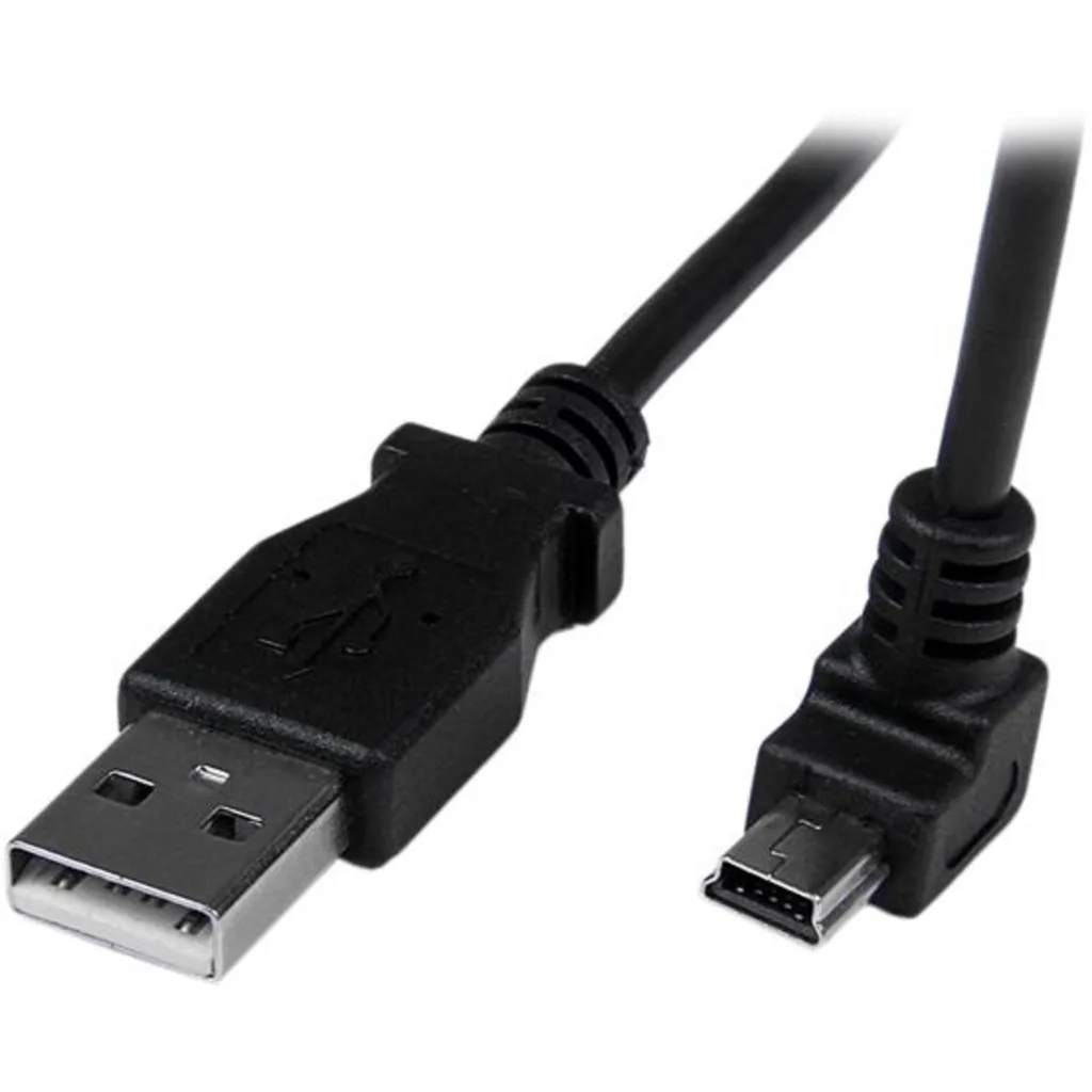 Cable USB 2.0 Tipo-A a Mini B con ángulo 90° M/M 28AWG Níquel 2mt Negro StarTech