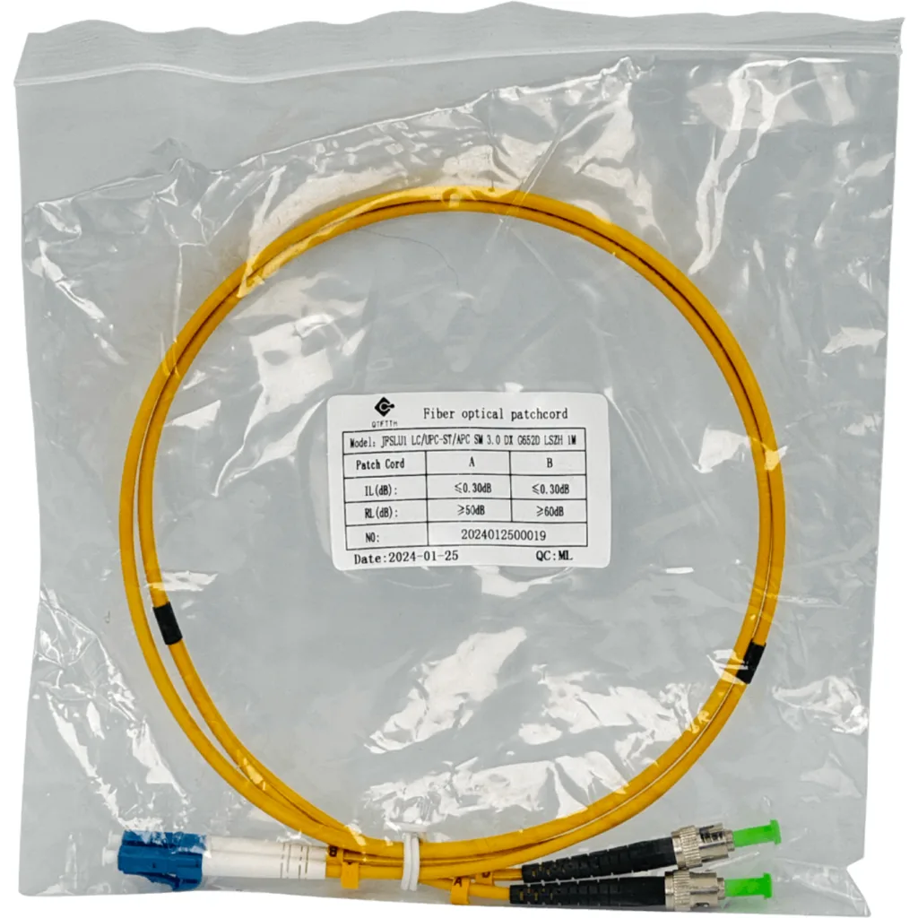 Imagen 1 de 1mt LC/UPC-ST/APC MonoModo SM Duplex Jumper Cable Fibra 9/125um 3mm