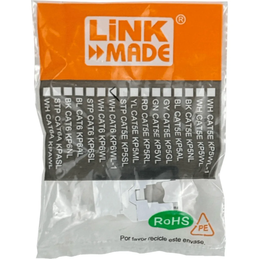 Imagen 3 de LINKMADE 180o Blanco Cat6 U/UTP Punchable Keystone p/Herramienta-KPT