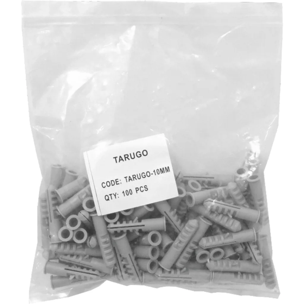 Imagen 1 de Tarugo 10mm 100-Unids. Plastico-PE Gris 10x44mm Tornillo-5x45