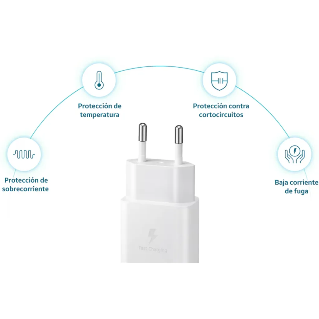 Imagen 4 de Cargador Celular USB-C 15W Carga Rapida con cable 1mt Color Blanco - Samsung