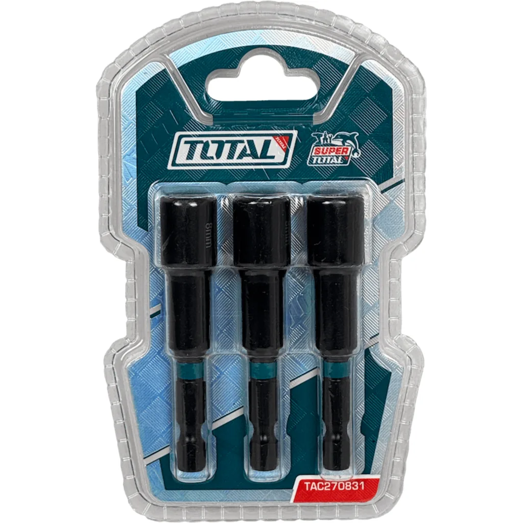 TOTAL Set 3 Puntas Hexagonales 8mm 1/4 Largo-65mm TAC270831