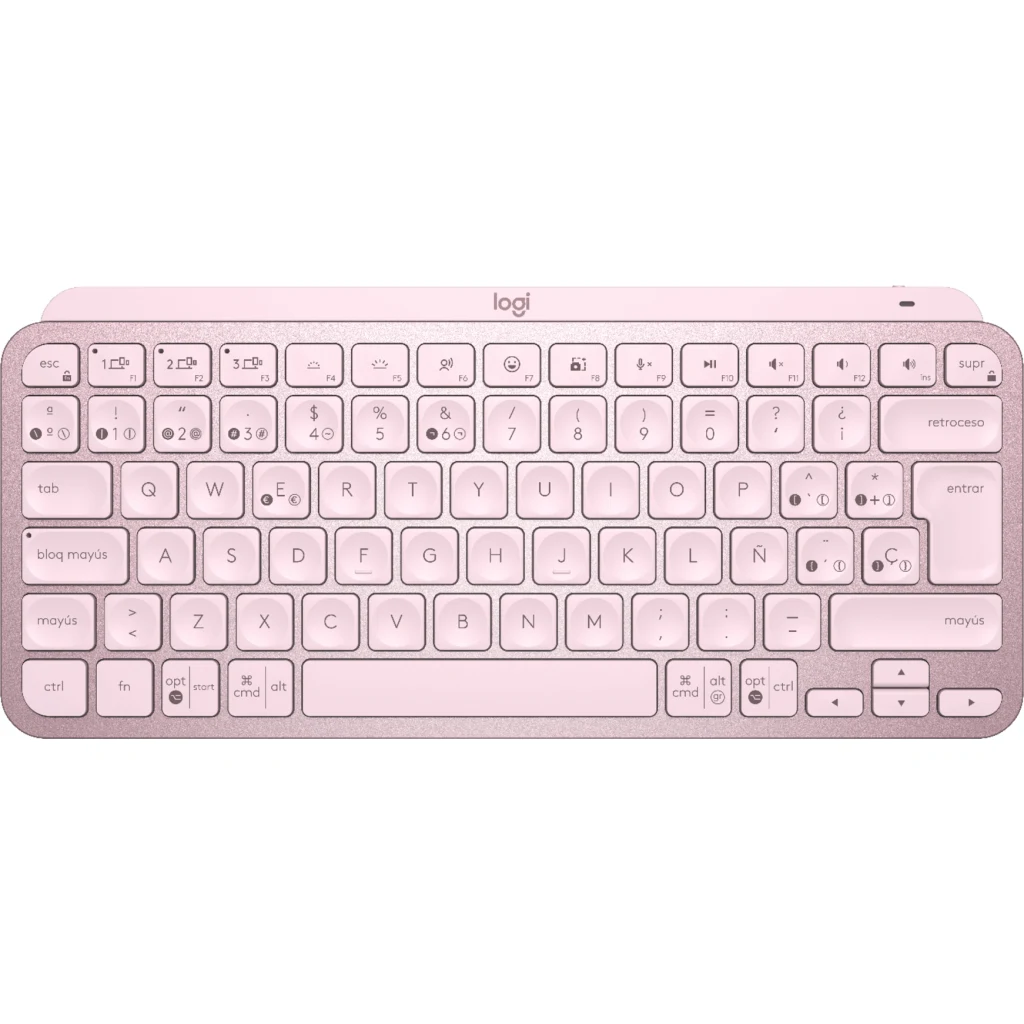 Teclado Español iluminado Bluetooth Logitech MX Keys Mini Rosado