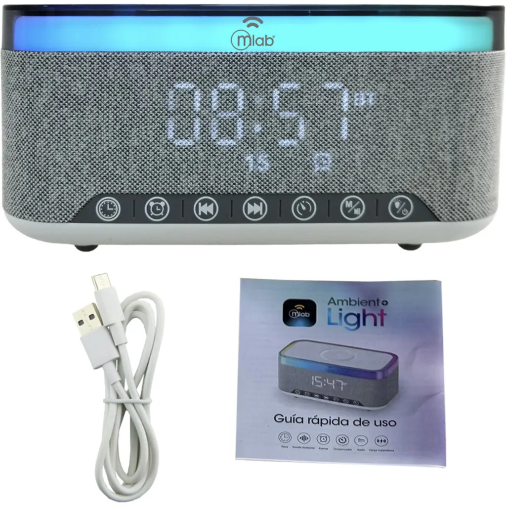 Imagen 3 de MLAB PARLANTE RADIO RELOJ CON CARGA INALAMBRICA AMBIENT LIGHT