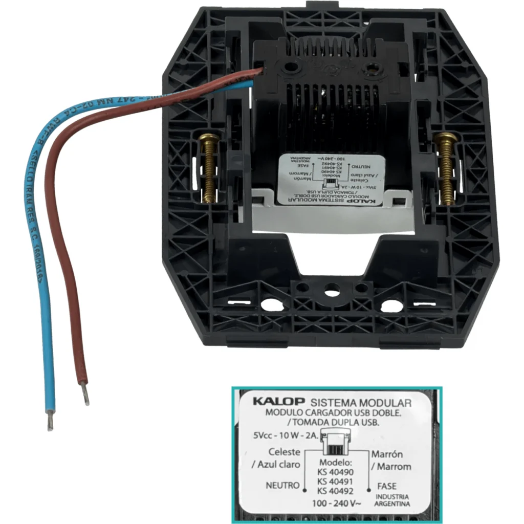 KALOP Modulo 2xUSB-AH 5V 2A 10W 100-240VAC req-Bastidor KS40490