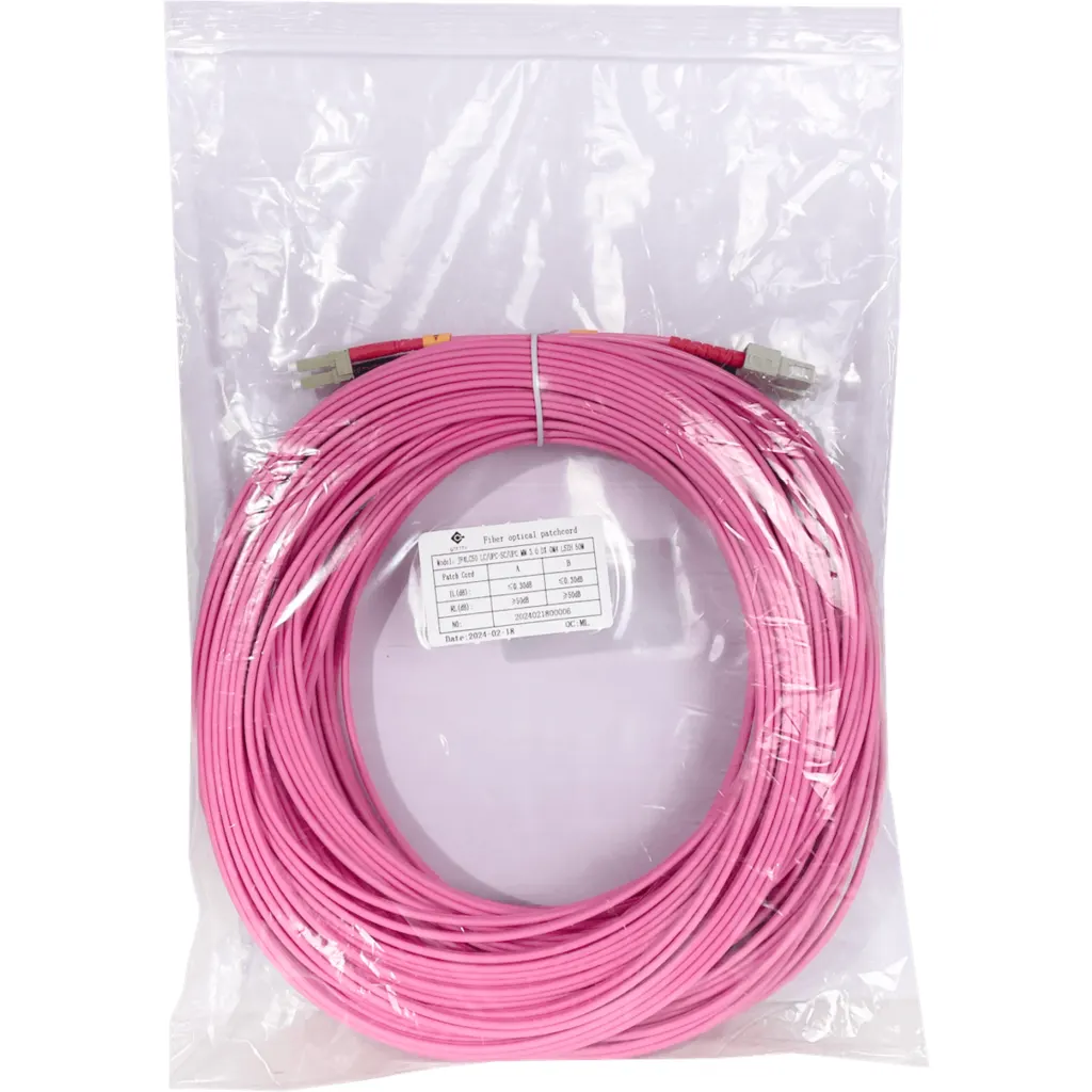 LSZH 50mt LC-SC OM4 MultiModo MM Duplex Jumper Fibra 50/125um 3mm