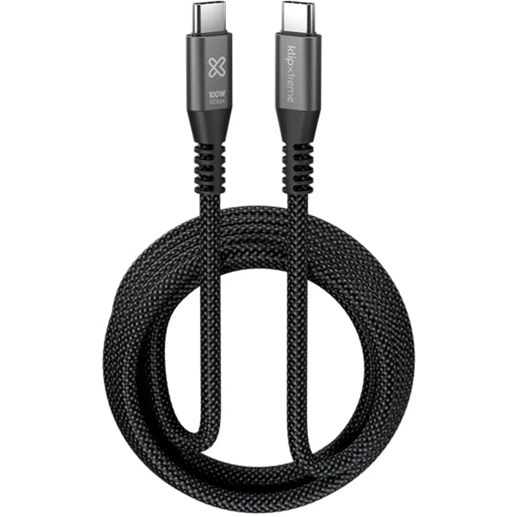 Klip Xtreme - USB cable - 24 pin USB-C - 3 m - Black - 100W 10Gbps Braided Fst Charg