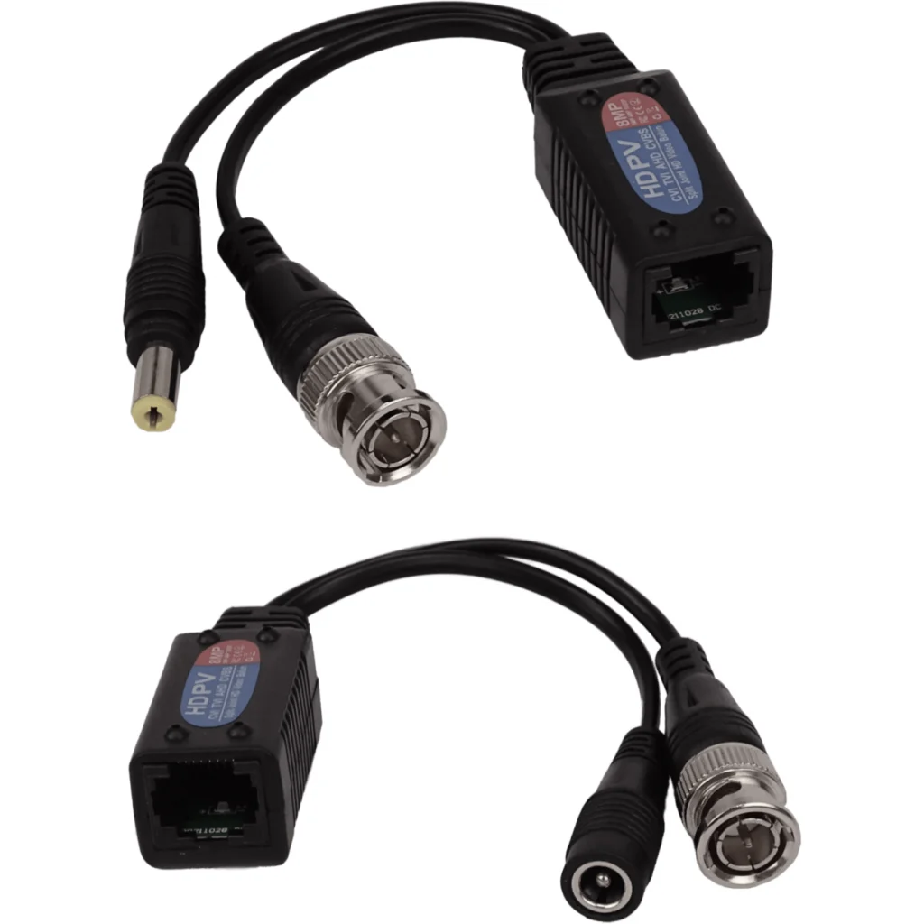 Video Balun RJ45-H BNC-M UTP Cat5e Cat6 8MP HD Plug-M/H req/12-48Vdc