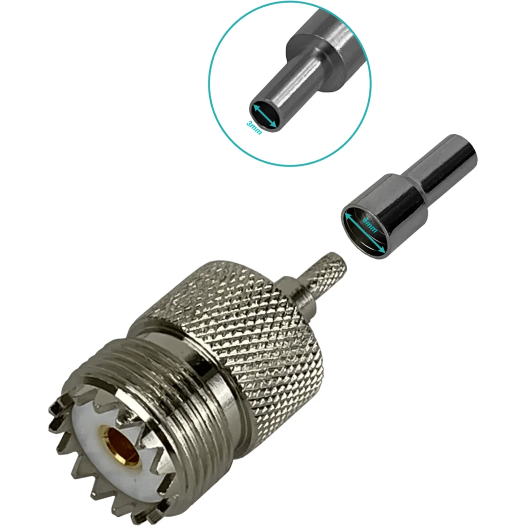 UHF-Hembra RG316 Conector Crimpeable CA100 RG174