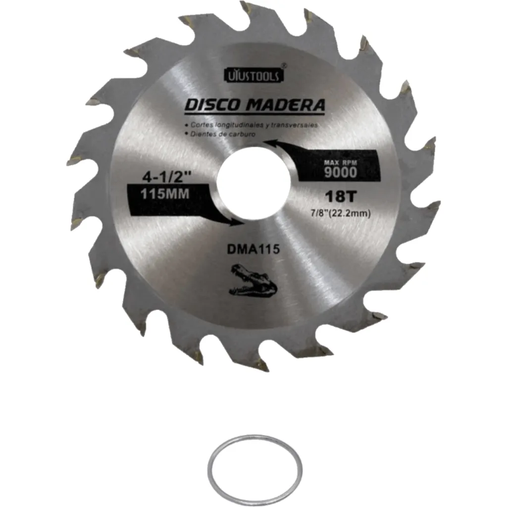 Imagen 2 de UYUSTOOLS 115mm 18T 22,2mm Disco Corte Sierra Madera Carburo DMA115