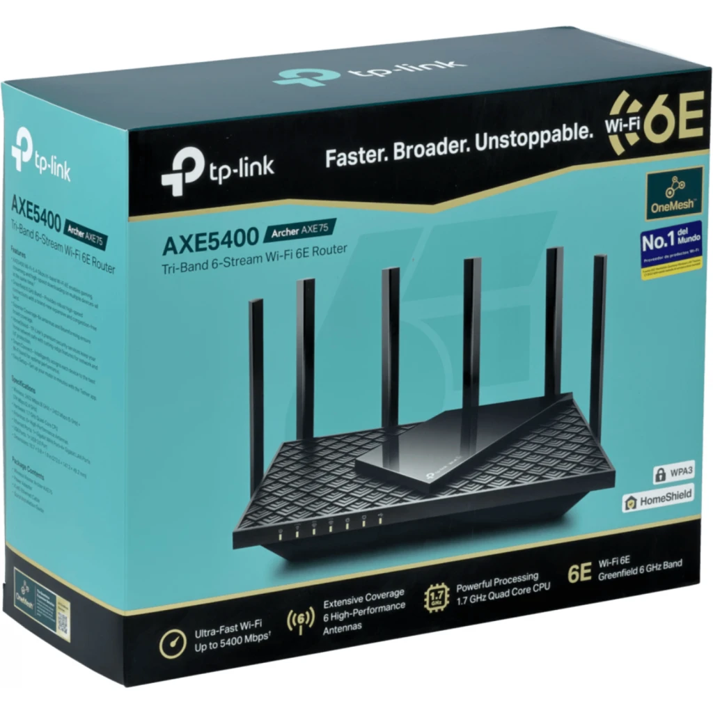 Imagen 2 de TP-LINK WiFi6E AXE5400 6/5/2,4GHz 4-LAN 1-WAN USB3.0 6-antenas-fijas