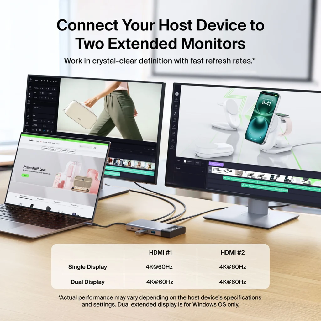 Imagen 8 de HUB Belkin INC027DQSGY, 8en1 USB-C a 2*USB-C USB-C PD 2*USB-A3.0 2*HDMI LAN