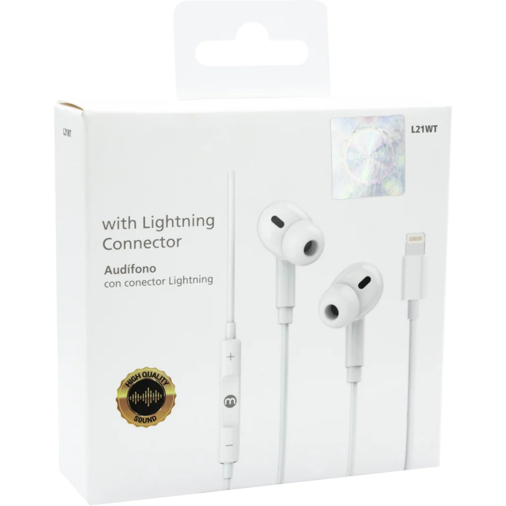 L21WT AUDIF. MONSTER ALAMBRICO M/LIBRES LIGHTNING BLANCO