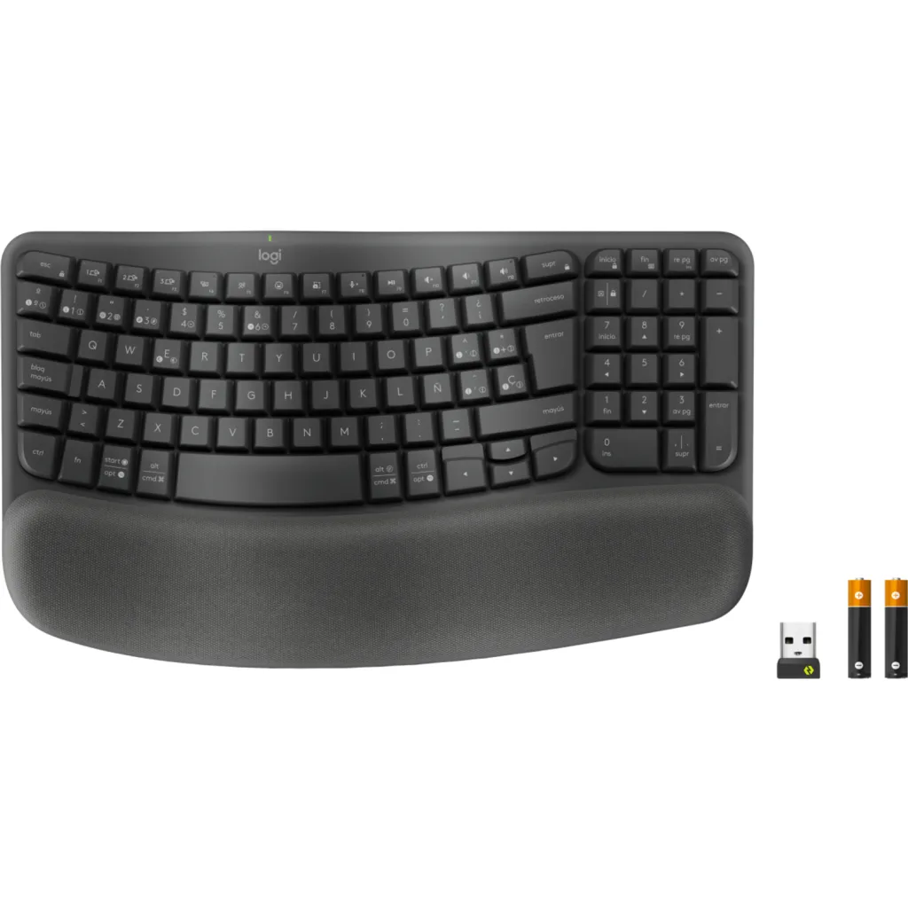 Teclado Inalámbrico Ergonómico Logitech Wave Keys, Recep USB-A Color Negro