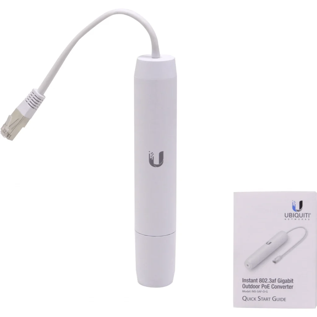 Imagen 1 de INS-3AF-O-G -UBIQUITI Gigabit Exterior 802.3af 48V-in 24V-out Conversor-PoE c/Ca
