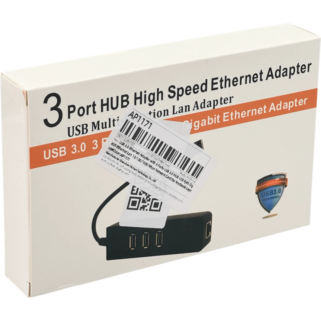 Imagen 2 de 1-USB3.0-AM 1-LAN-RJ45-Ethernet 10/100mbps Hub-3p Win Mac Linux