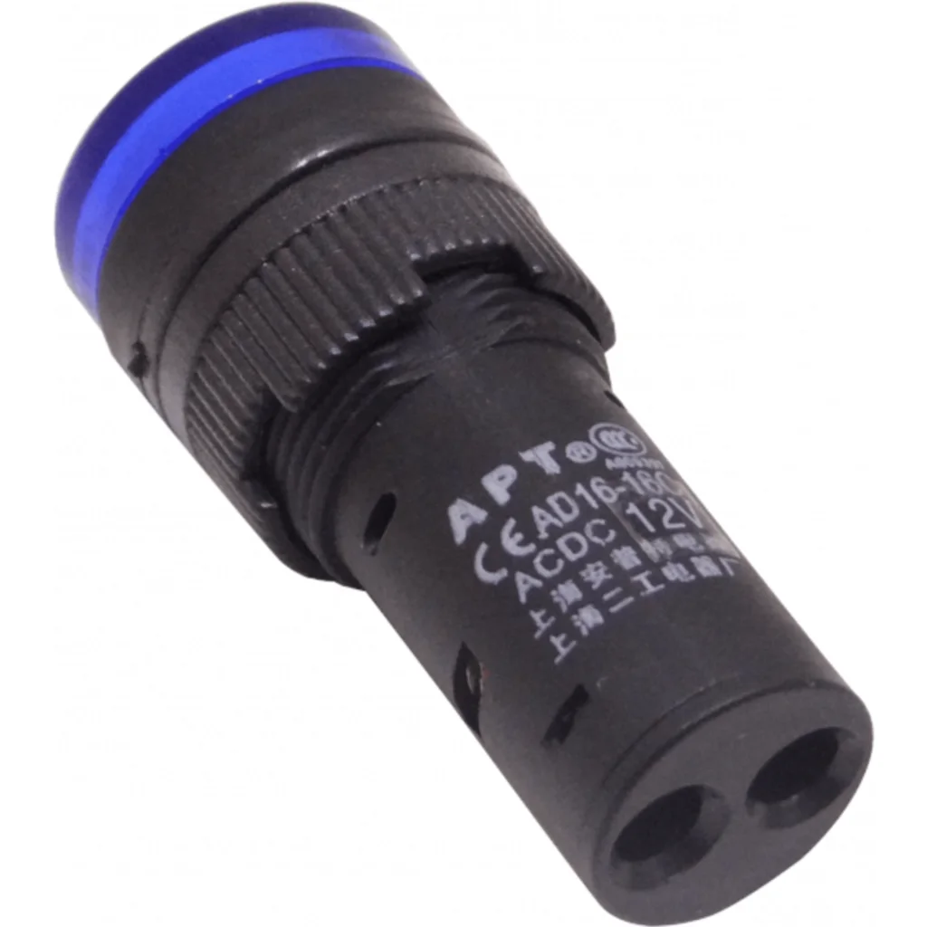 Azul Luz Piloto LED 12VDC/AC 15mm-diametro 19mm-cabeza 45mm-altura