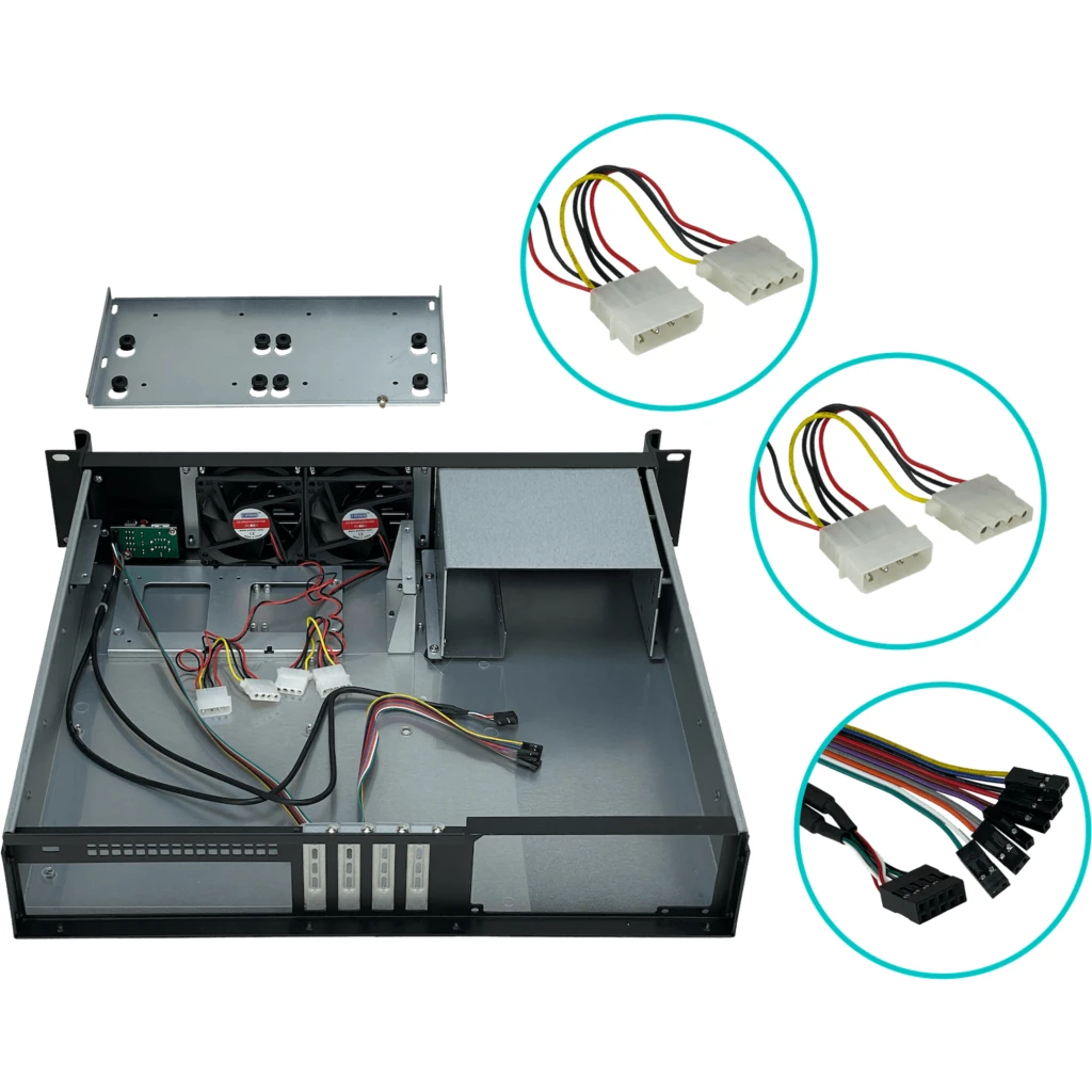 Imagen 1 de LINKMADE 2U CASE RACK C/RIEL MICRO-ATX 4-PCI-LOW-PROFILE REQ/FATX