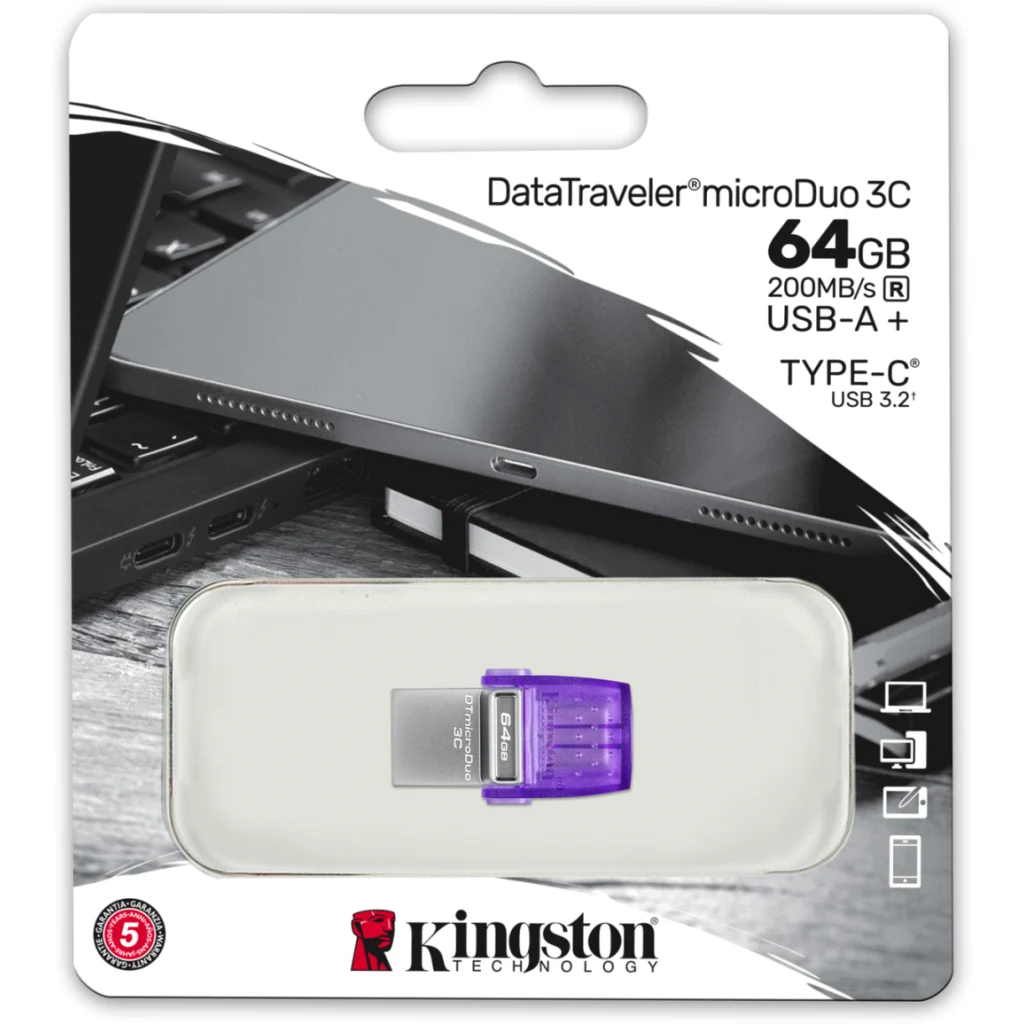Imagen 4 de Pendrive 64GB Kingston DataTraveler microDuo 3C dual USB-A/USB-C Lec200MB/s