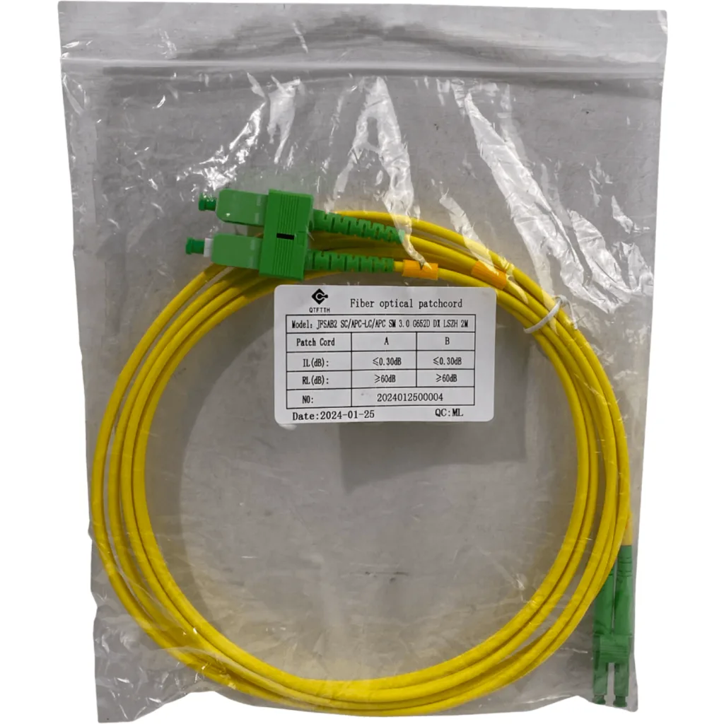 Imagen 1 de 2mt SC/APC-LC/APC MonoModo SM Duplex Jumper Cable Fibra 9/125um 3mm