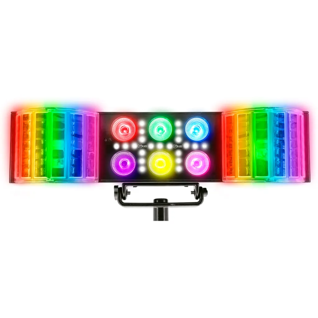 MLAB LUZ FIESTA STAND DERBY LASER STROBE 6 LED PAR MIC MUSIC RGBW 4 EN 1
