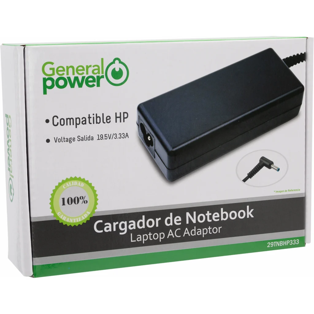 Imagen 2 de Cargador Notebook General Power 65W 19.5V, 3.33A (4.5*3.0mm) Compatible con HP