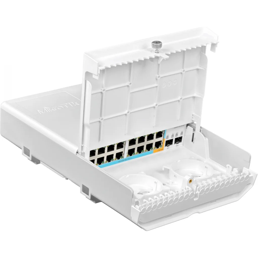 Imagen 5 de MIKROTIK 16-100(15-PoE-in) 2-SFP L5 req18-57V CRS318-1FI-15FR-2S-OUT