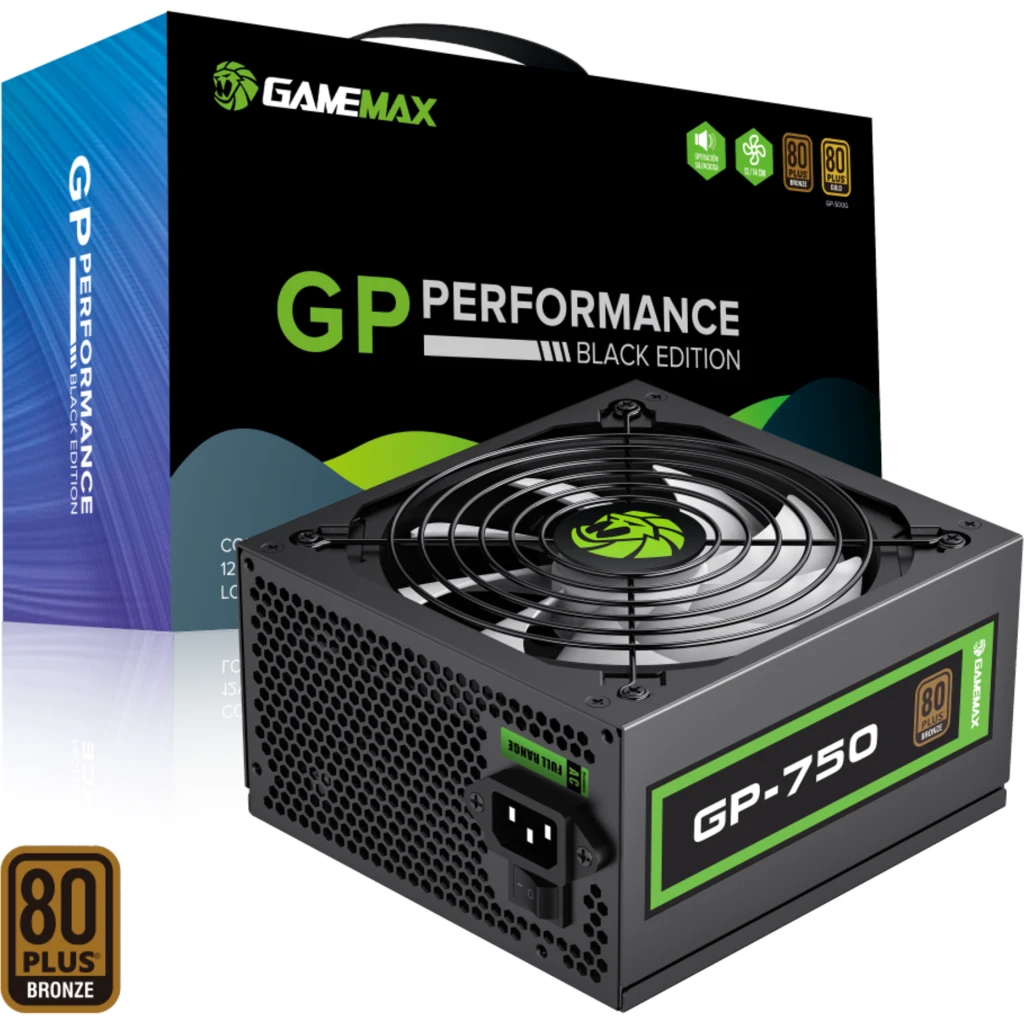 Fuente de Poder GAMEMAX GP-750, 750W 80 Plus Bronze No Modular ATX PFC act Negro